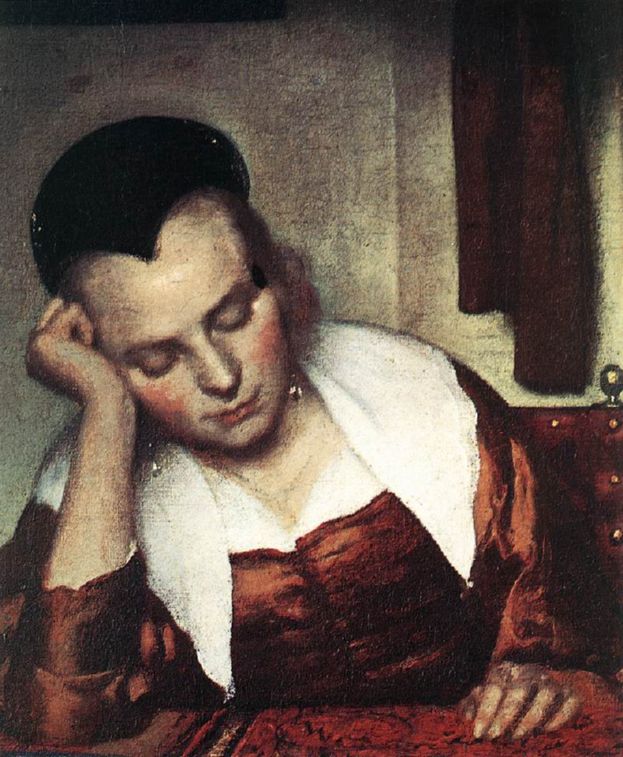 Joven dormida a la mesa, c. 1656-7, detalle