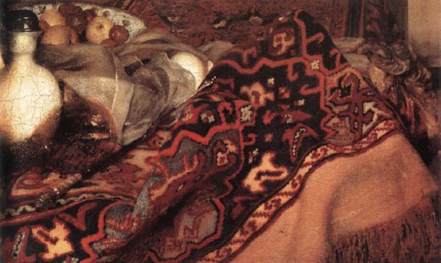 Joven dormida a la mesa, detalle