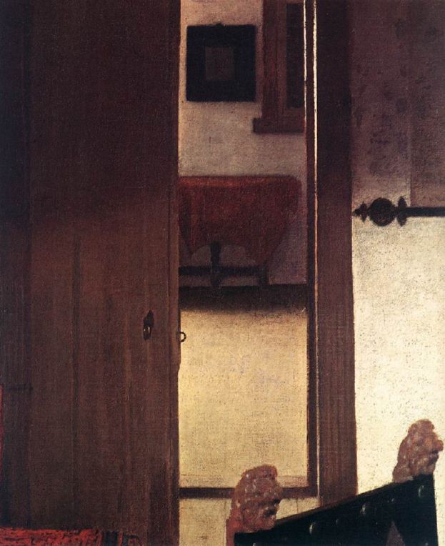 Joven dormida a la mesa, detalle
