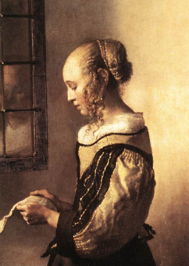 Muchacha leyendo una carta, 1657, detalle