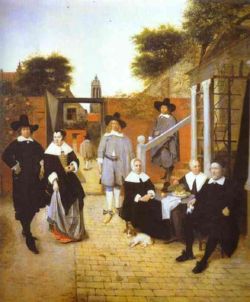Pieter de Hooch. Dutch Family. c. 1662. Oil on canvas, 114 x 97 cm. Gemaldegalerie der Akademie der bildenden Kunste, Vienna, Austria.