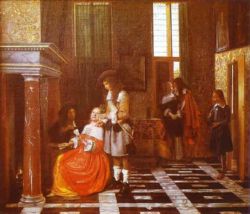 Pieter de Hooch. The Card-Players. c. 1663-1665. Oil on canvas, 67 x 77 cm. Louvre, Paris, France. 