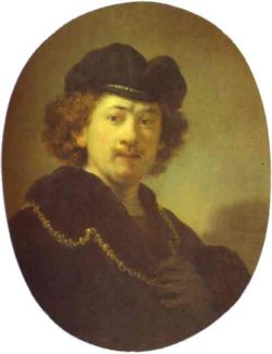 Rembrandt. Self-Portrait with a Gold Chain. 1633. Oil on wood.Louvre, Paris, France.